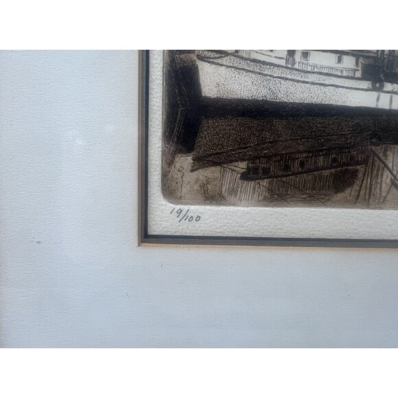 1975 GINGRAS, Gilles Emmanuel "Untitled-Dock" Etching Signed in Pencil 19 of 100 - Picture 5 of 10
